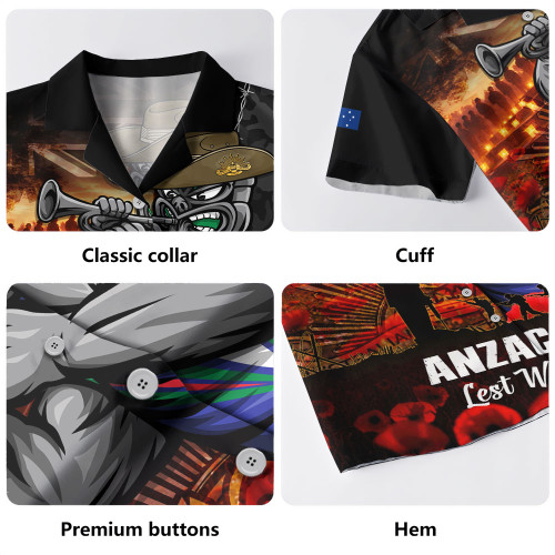 New Zealand Warriors Hawaiian Shirt Anzac Day Rising Dawn Ceremony Lest We Forget Courage