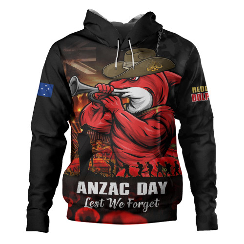Redcliffe Dolphins Hoodie Anzac Day Rising Dawn Ceremony Lest We Forget Courage