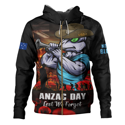 New South Wales Blues Hoodie Anzac Day Rising Dawn Ceremony Lest We Forget Courage