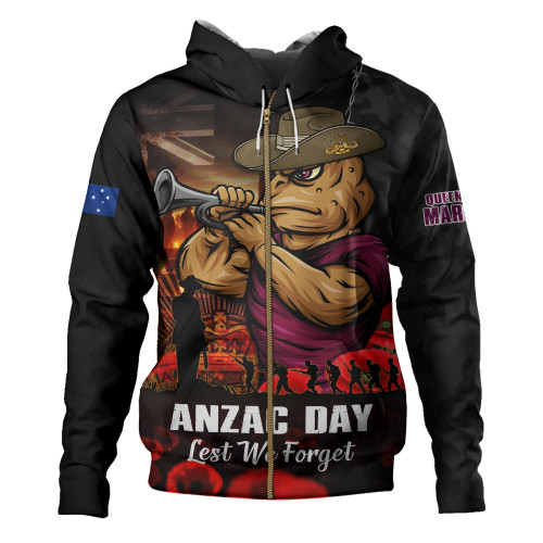 Queensland Maroons Hoodie Anzac Day Rising Dawn Ceremony Lest We Forget Courage