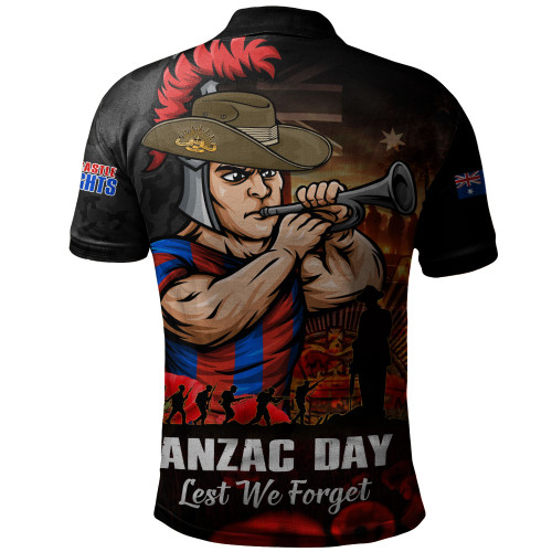 Newcastle Knights Polo Shirt Anzac Day Rising Dawn Ceremony Lest We Forget Courage