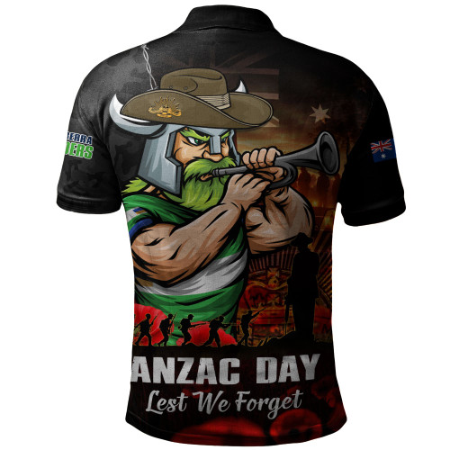 Canberra Raiders Polo Shirt Anzac Day Rising Dawn Ceremony Lest We Forget Courage