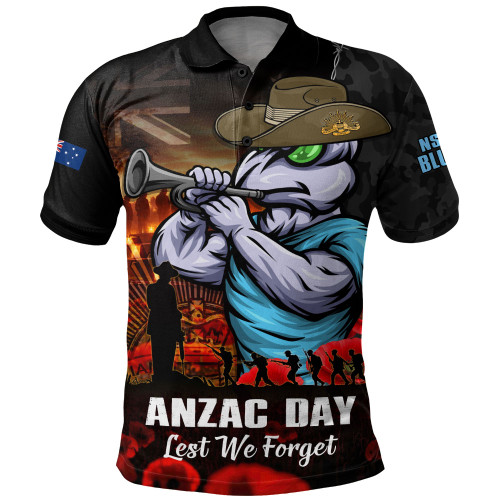 New South Wales Blues Polo Shirt Anzac Day Rising Dawn Ceremony Lest We Forget Courage