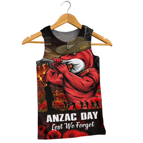 Redcliffe Dolphins Men Singlet Anzac Day Rising Dawn Ceremony Lest We Forget Courage