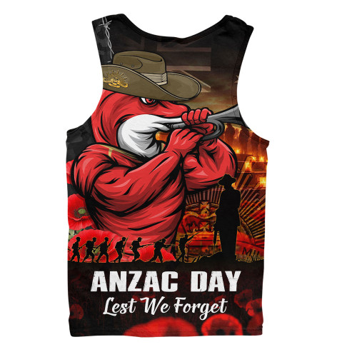 Redcliffe Dolphins Men Singlet Anzac Day Rising Dawn Ceremony Lest We Forget Courage
