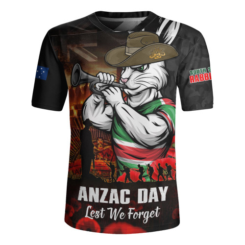 South Sydney Rabbitohs Rugby Jersey Anzac Day Rising Dawn Ceremony Lest We Forget Courage