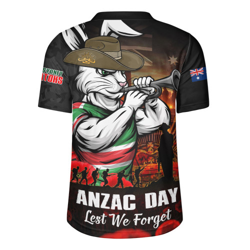South Sydney Rabbitohs Rugby Jersey Anzac Day Rising Dawn Ceremony Lest We Forget Courage