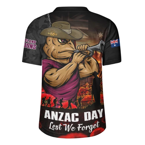 Queensland Maroons Rugby Jersey Anzac Day Rising Dawn Ceremony Lest We Forget Courage