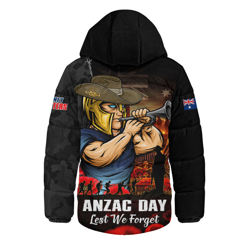 Gold Coast Titans Hooded Padded Jacket Anzac Day Rising Dawn Ceremony Lest We Forget Courage