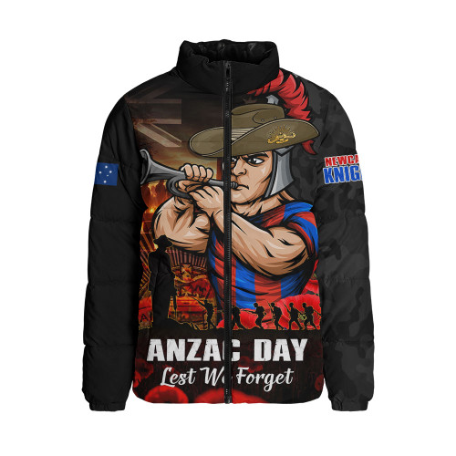 Newcastle Knights Padded Jacket Anzac Day Rising Dawn Ceremony Lest We Forget Courage