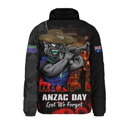 New Zealand Warriors Padded Jacket Anzac Day Rising Dawn Ceremony Lest We Forget Courage