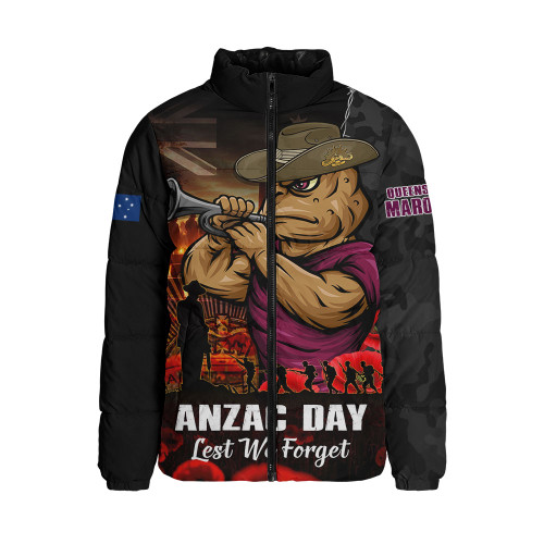 Queensland Maroons Padded Jacket Anzac Day Rising Dawn Ceremony Lest We Forget Courage