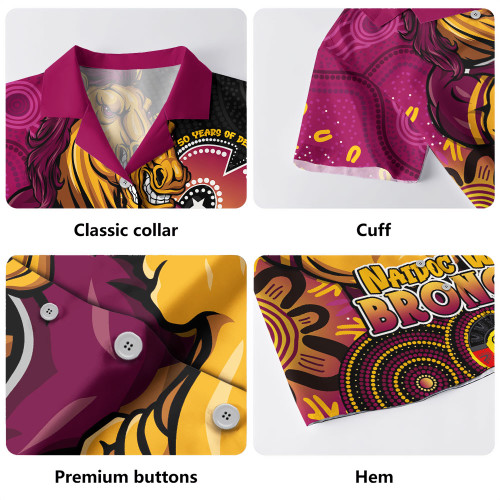 Brisbane Broncos Hawaiian Shirt NAIDOC Week 50 Years Of Deadly Indigenous Pattern