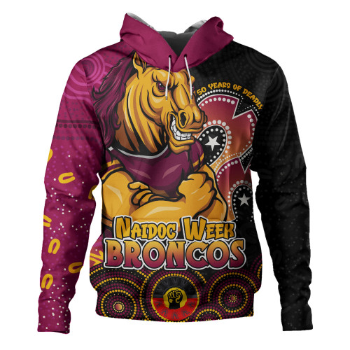 Brisbane Broncos Hoodie NAIDOC Week 50 Years Of Deadly Indigenous Pattern