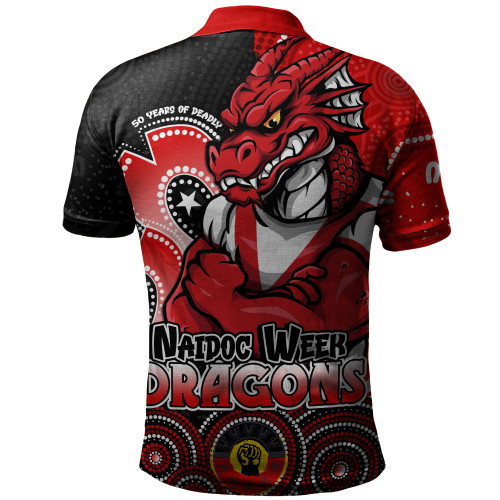 St. George Illawarra Dragons Polo Shirt NAIDOC Week 50 Years Of Deadly Indigenous Pattern