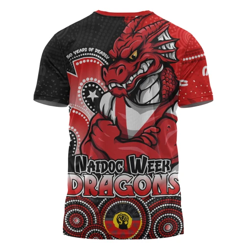 St. George Illawarra Dragons T-Shirt NAIDOC Week 50 Years Of Deadly Indigenous Pattern