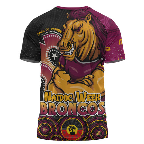 Brisbane Broncos T-Shirt NAIDOC Week 50 Years Of Deadly Indigenous Pattern