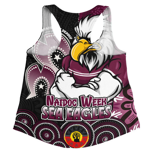 Manly Warringah Sea Eagles Women Racerback Singlet NAIDOC Week 50 Years Of Deadly Indigenous Pattern