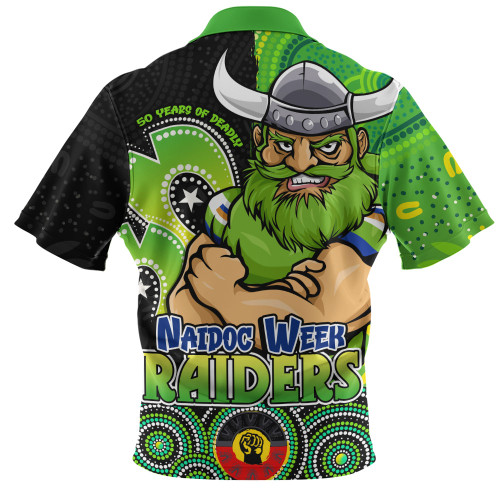 Canberra Raiders Zip Polo Shirt NAIDOC Week 50 Years Of Deadly Indigenous Pattern