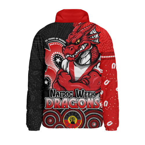 St. George Illawarra Dragons Padded Jacket NAIDOC Week 50 Years Of Deadly Indigenous Pattern