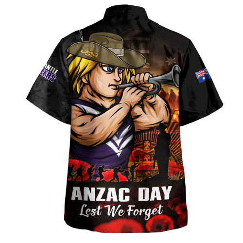 Fremantle Hawaiian Shirt ANZAC Day Lest We Forget Red Poppy And Honor The Brave Tribute