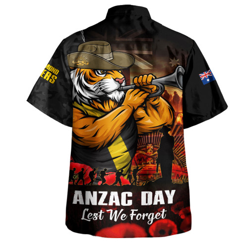 Richmond Hawaiian Shirt ANZAC Day Lest We Forget Red Poppy And Honor The Brave Tribute