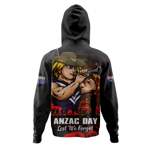 Fremantle Hoodie ANZAC Day Lest We Forget Red Poppy And Honor The Brave Tribute