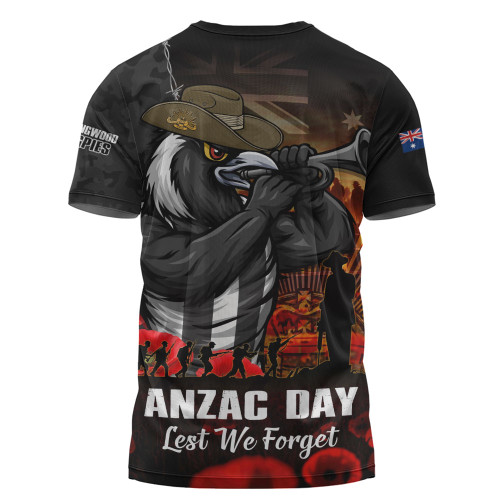 Collingwood T-Shirt ANZAC Day Lest We Forget Red Poppy And Honor The Brave Tribute