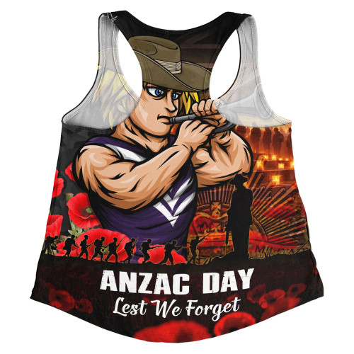 Fremantle Women Racerback Singlet ANZAC Day Lest We Forget Red Poppy And Honor The Brave Tribute