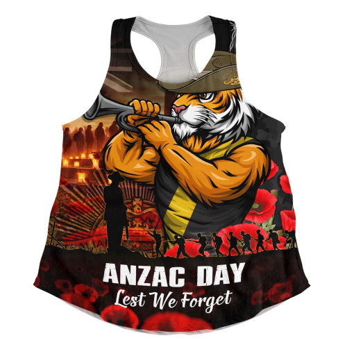 Richmond Women Racerback Singlet ANZAC Day Lest We Forget Red Poppy And Honor The Brave Tribute