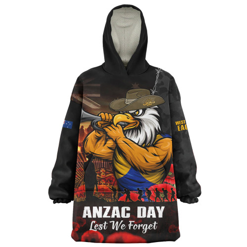 West Coast Eagles Snug Hoodie ANZAC Day Lest We Forget Red Poppy And Honor The Brave Tribute