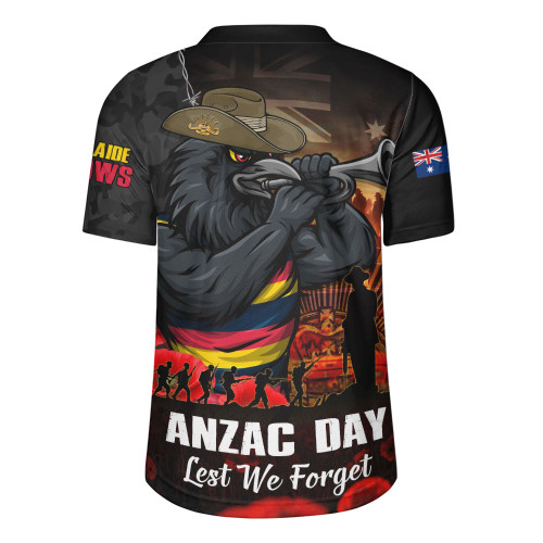 Adelaide Crows Rugby Jersey ANZAC Day Lest We Forget Red Poppy And Honor The Brave Tribute