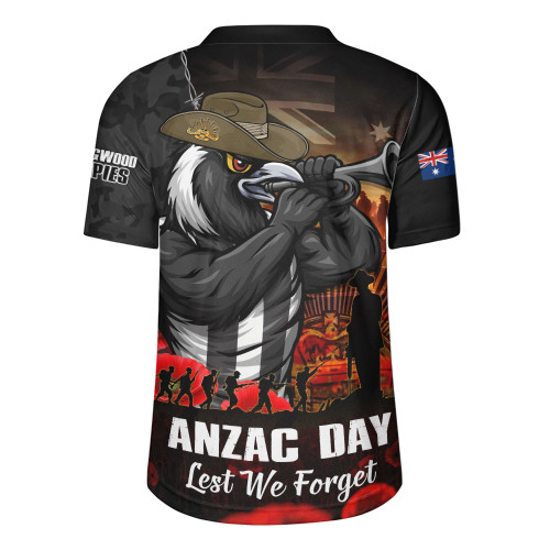 Collingwood Rugby Jersey ANZAC Day Lest We Forget Red Poppy And Honor The Brave Tribute