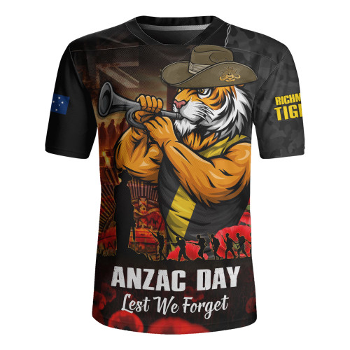Richmond Rugby Jersey ANZAC Day Lest We Forget Red Poppy And Honor The Brave Tribute