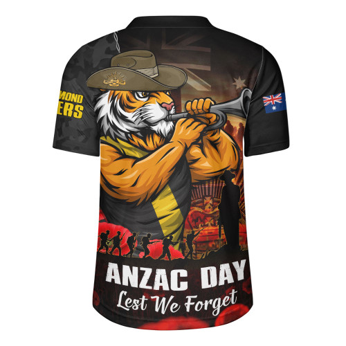 Richmond Rugby Jersey ANZAC Day Lest We Forget Red Poppy And Honor The Brave Tribute