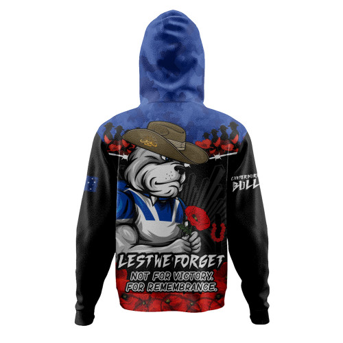 Canterbury-Bankstown Bulldogs Hoodie ANZAC Day Red Poppy And Brave Hearts Remembrance