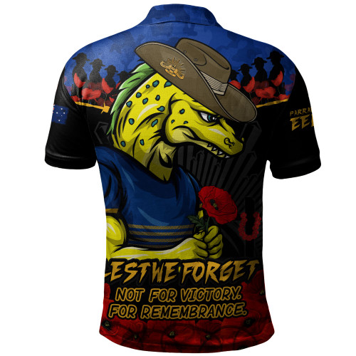 Parramatta Eels Polo Shirt ANZAC Day Red Poppy And Brave Hearts Remembrance