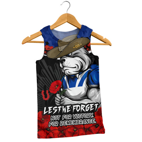 Canterbury-Bankstown Bulldogs Men Singlet ANZAC Day Red Poppy And Brave Hearts Remembrance