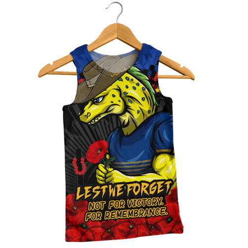 Parramatta Eels Men Singlet ANZAC Day Red Poppy And Brave Hearts Remembrance