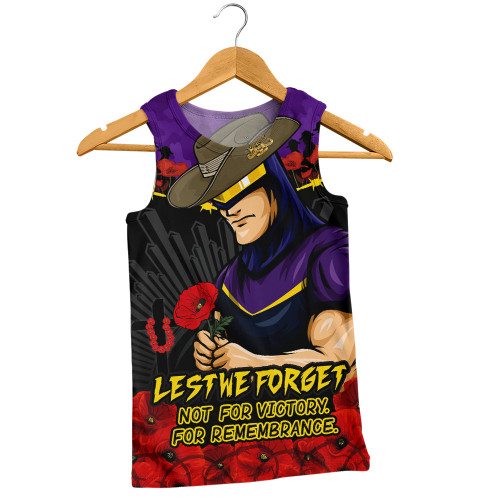 Melbourne Storm Men Singlet ANZAC Day Red Poppy And Brave Hearts Remembrance