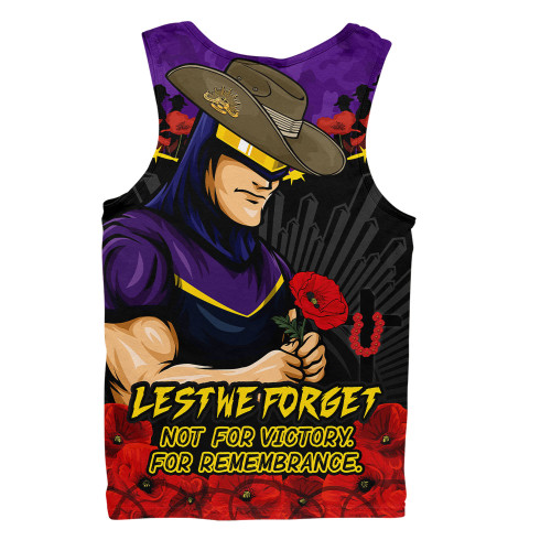 Melbourne Storm Men Singlet ANZAC Day Red Poppy And Brave Hearts Remembrance