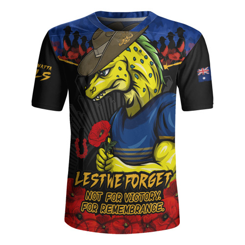 Parramatta Eels Rugby Jersey ANZAC Day Red Poppy And Brave Hearts Remembrance