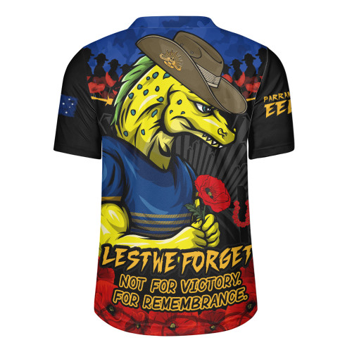 Parramatta Eels Rugby Jersey ANZAC Day Red Poppy And Brave Hearts Remembrance