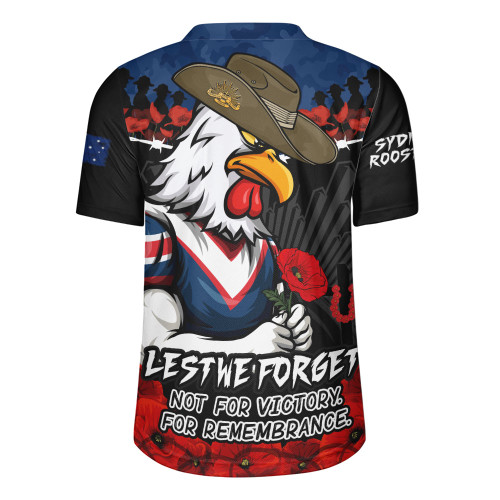 Sydney Roosters Rugby Jersey ANZAC Day Red Poppy And Brave Hearts Remembrance