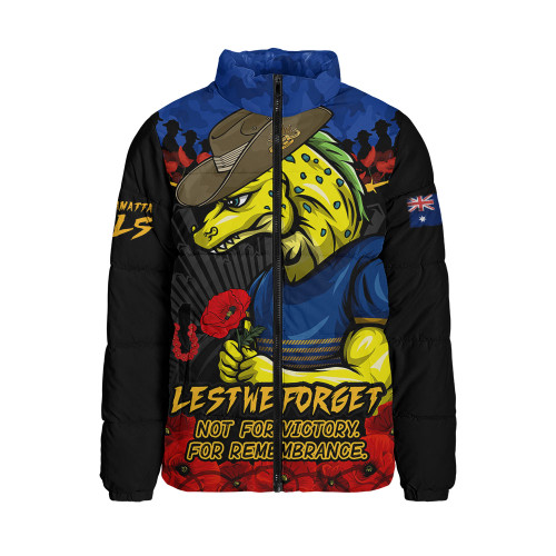 Parramatta Eels Padded Jacket ANZAC Day Red Poppy And Brave Hearts Remembrance