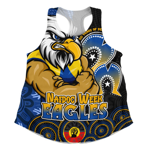 West Coast Eagles Women Racerback Singlet NAIDOC Week Aboriginal Culture And Spirit Of Pride Design