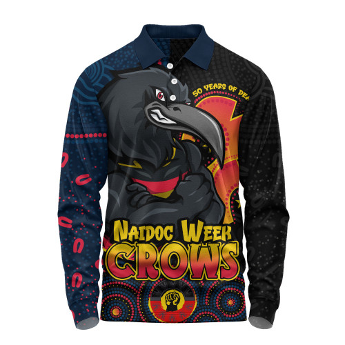 Adelaide Crows Long Sleeve Polo Shirt NAIDOC Week Aboriginal Culture And Spirit Of Pride Design