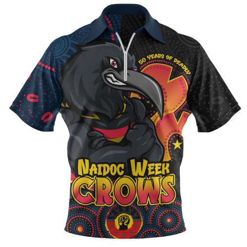 Adelaide Crows Zip Polo Shirt NAIDOC Week Aboriginal Culture And Spirit Of Pride Design