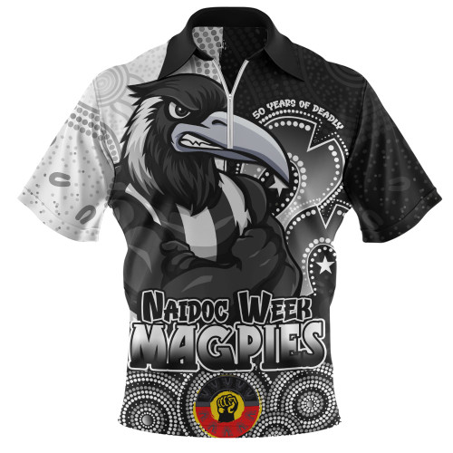 Collingwood Zip Polo Shirt NAIDOC Week Aboriginal Culture And Spirit Of Pride Design