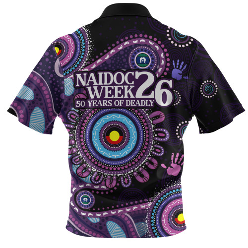 Indigenous Australian Aboriginal Zip Polo Shirt Naidoc Week 2026 50 Years Of Deadly Circle Of Memory Pathways